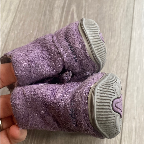 Stride Rite Purple Suede Leather Ankle Boots Toddler Sz 5.5 5.5T 5.5c sparkle 5 - Picture 5 of 7